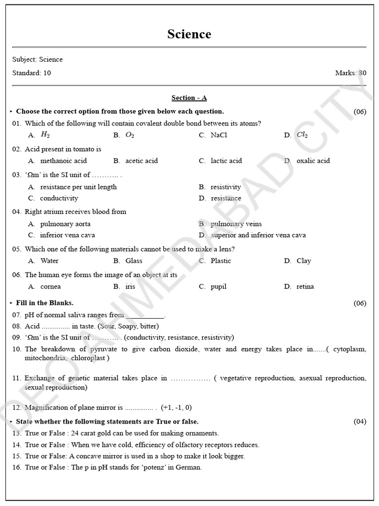 10th Science Full Course-1 | PDF | Acid