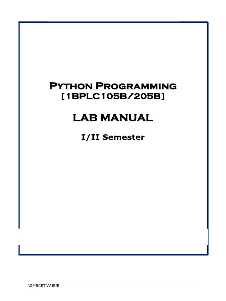 Python Lab Manual - 2025 (1BPLC105B) | PDF | Computer Program | Programming
