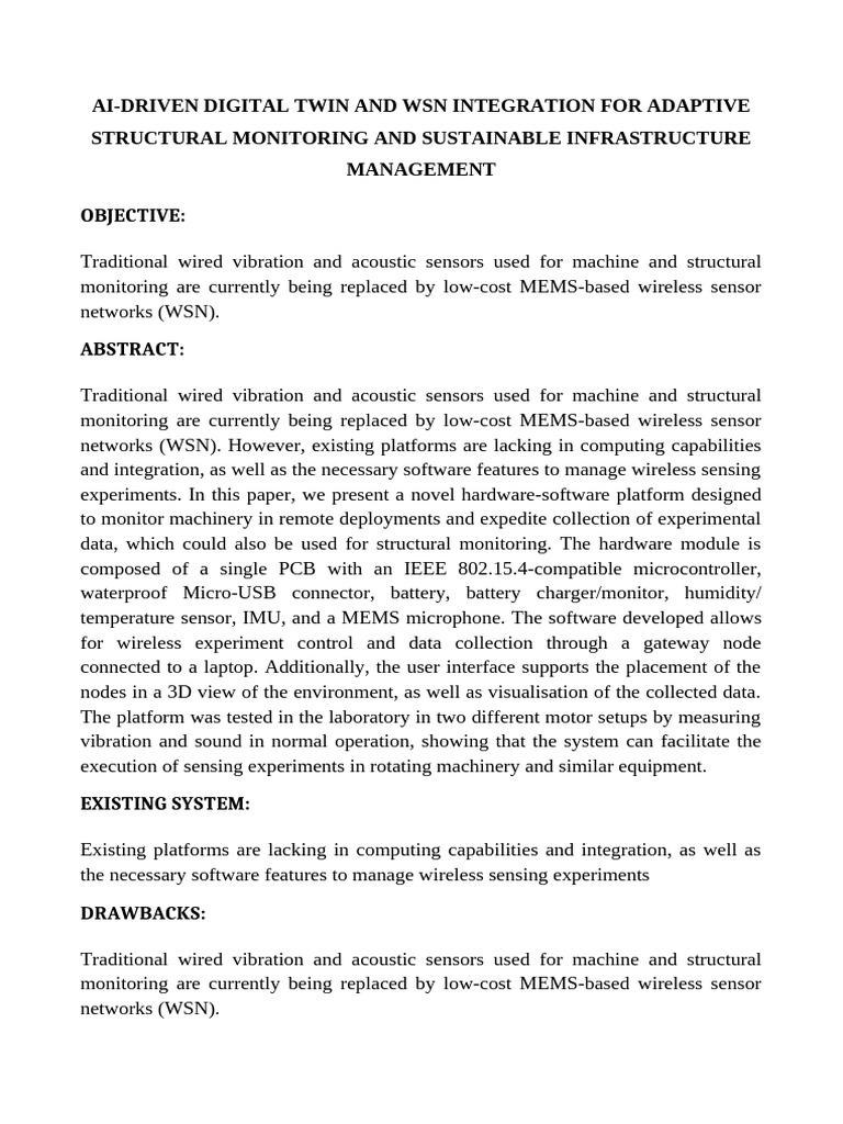 AI-Driven Digital Twin and WSN Integration For Adaptive Structural ...