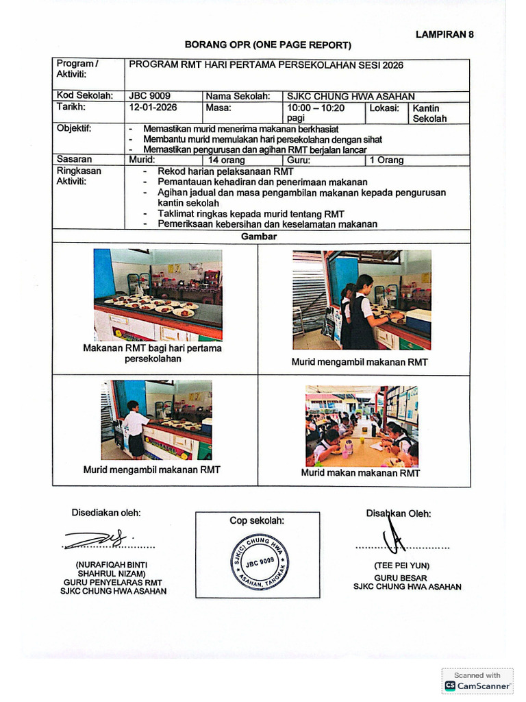 12.1.2026 Jbc9009 Program RMT Hari Pertama Persekolahan Sekolah | PDF