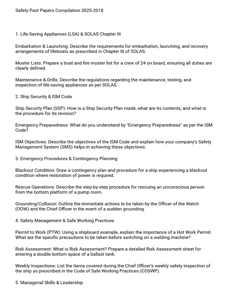 Safety Past Papers Compilation 2025-2018 | PDF | Safety