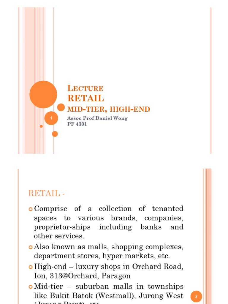 Lecture 4 Retail Mid Tier, High End | PDF | Shopping Mall | Sustainability