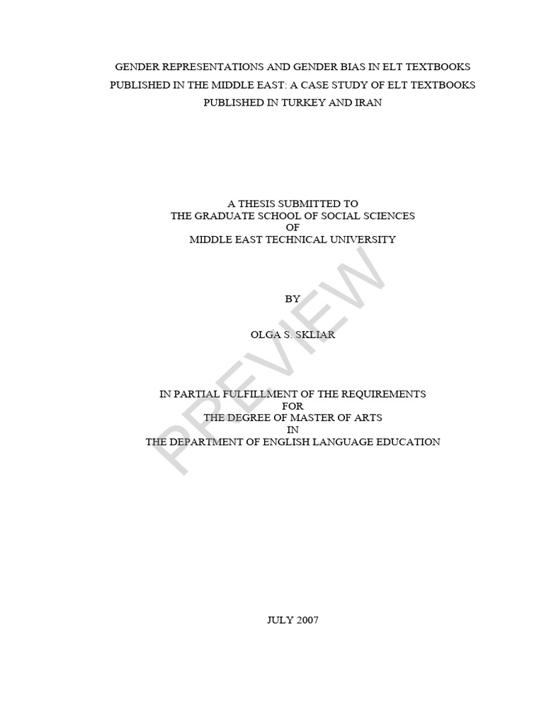Ogla S (Gender Representations and Gender Bias in Elt Textbooks Turkey ...