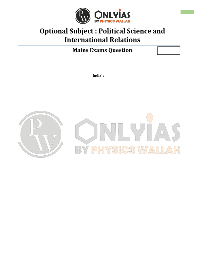 046 Test 10 Model Answer Sheet UPSC Optional PSIR HINGLISH | PDF ...