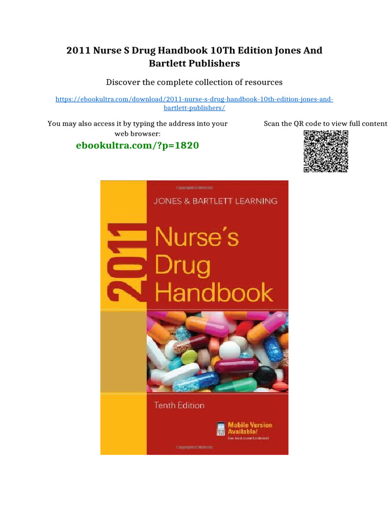 2011 Nurse S Drug Handbook 10th Edition Jones and Bartlett Publishers ...