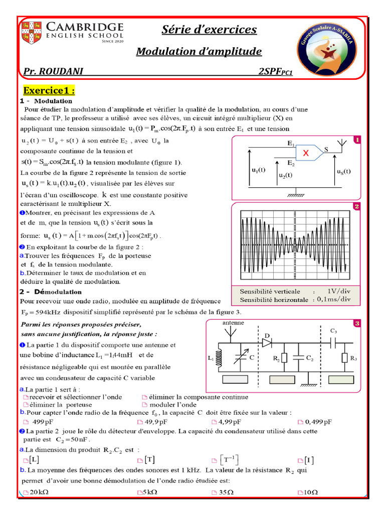 Série D'exercices Modulation D'amplitude | PDF