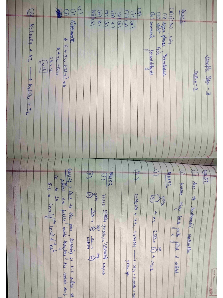 Sample Paper 3 Solution | PDF