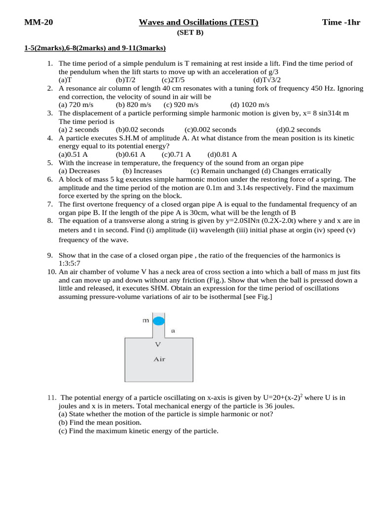 Waves and Oscillations SET A1 | PDF | Oscillation | Resonance