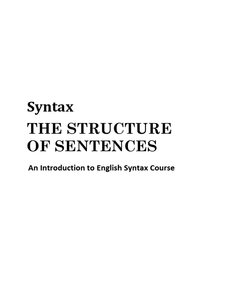 Syntax - The Structure of Sentences (Hambali & Mirizon, 2017) | PDF ...
