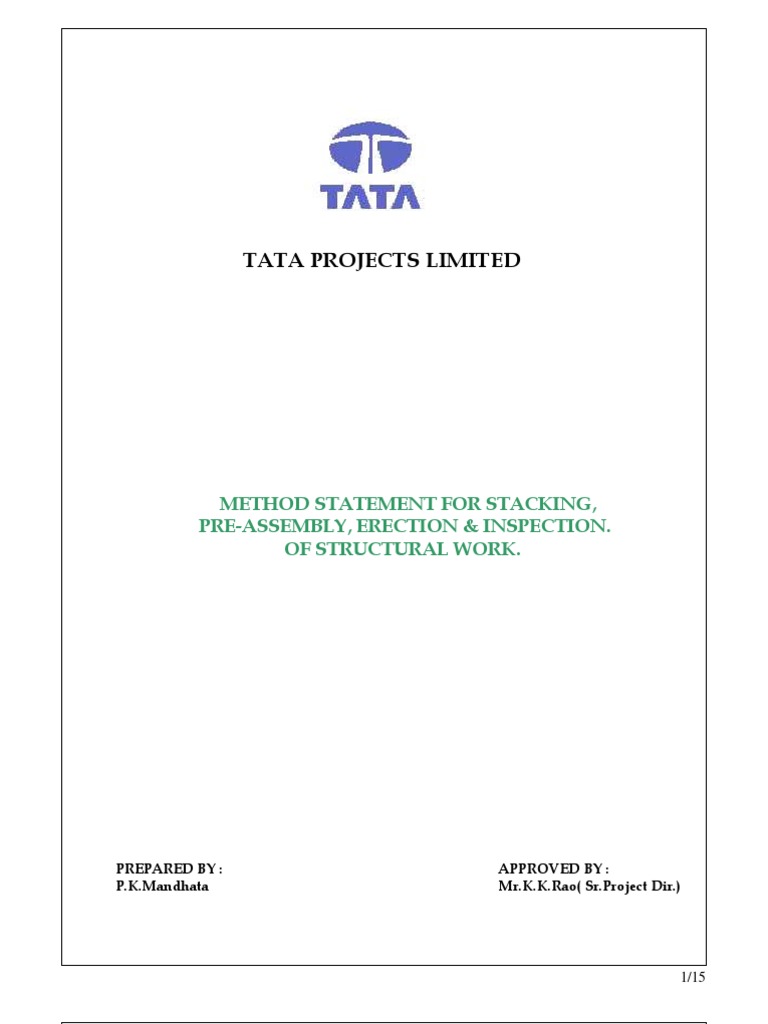 Steel Structure Erection Method Statement | PDF | Welding | Construction