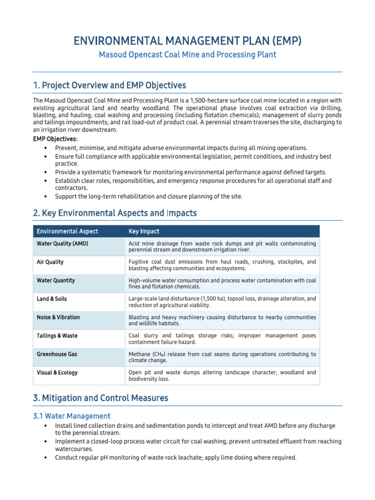 EMP Masoud Coal Mine | PDF | Coal | Mining