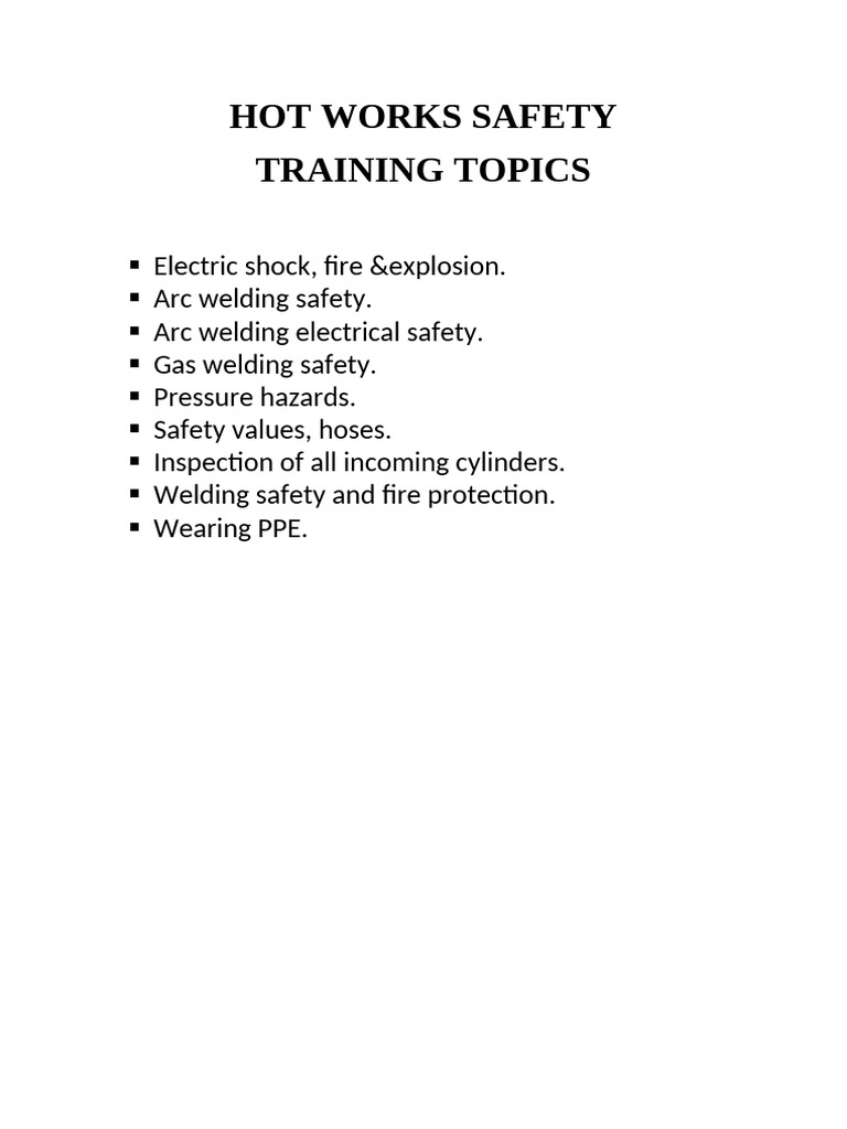 Hot Work Training Topics | PDF