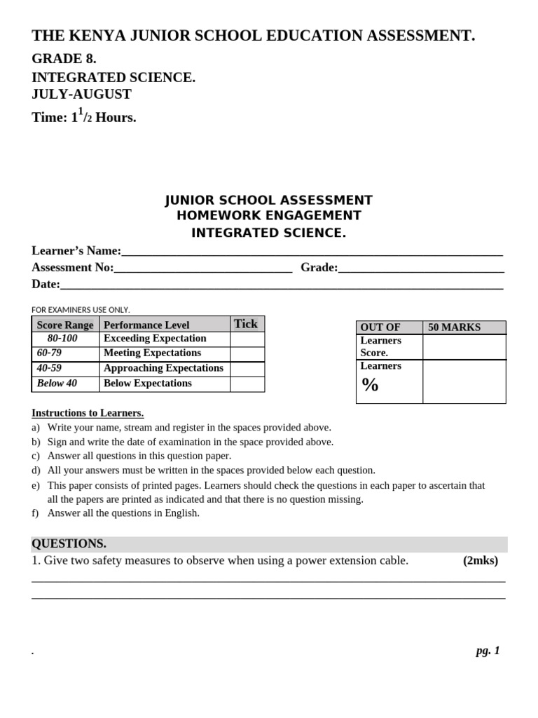 g8 Integrated Science Homework | PDF | Cell (Biology)