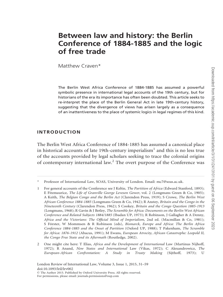 Berlin Conference 1 | PDF | International Law | Sovereignty