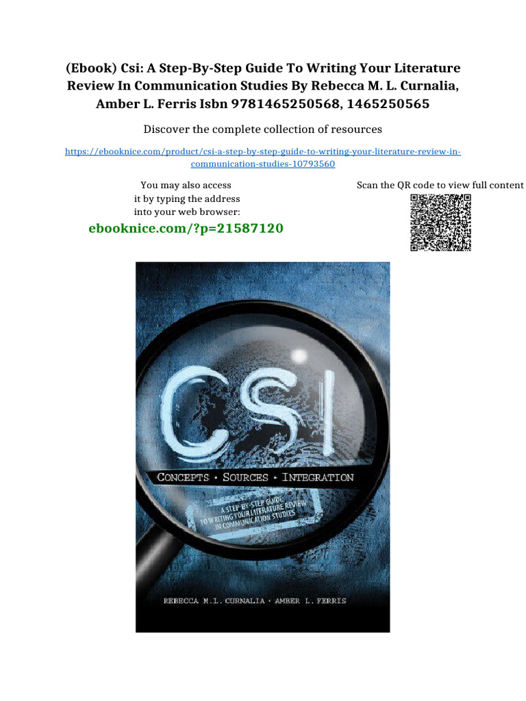 (Ebook) CSI: A Step-By-Step Guide To Writing Your Literature Review in ...