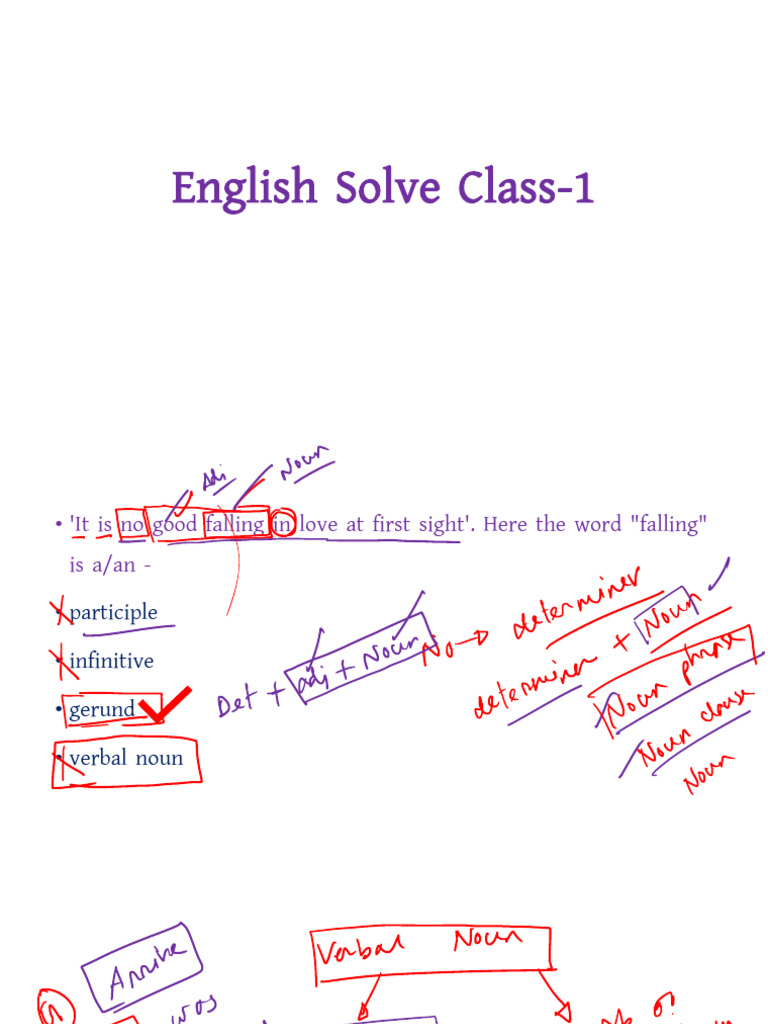 English Solve Class - 1 | PDF | Verb | Adverb