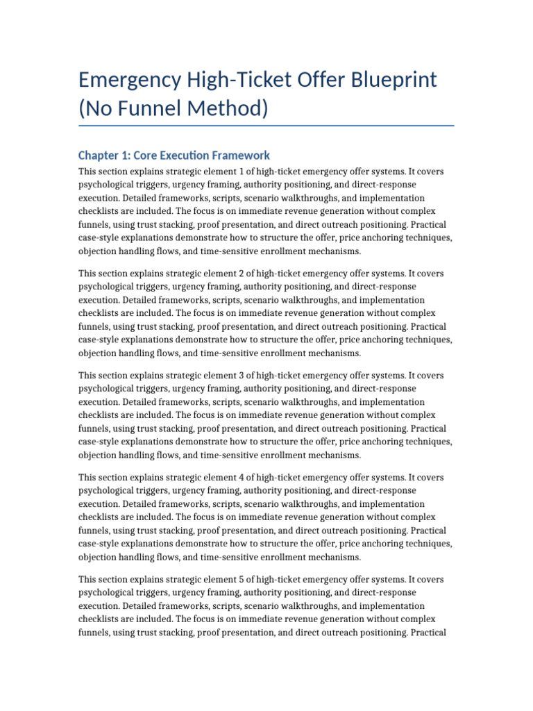 Emergency High Ticket Offer Blueprint | PDF