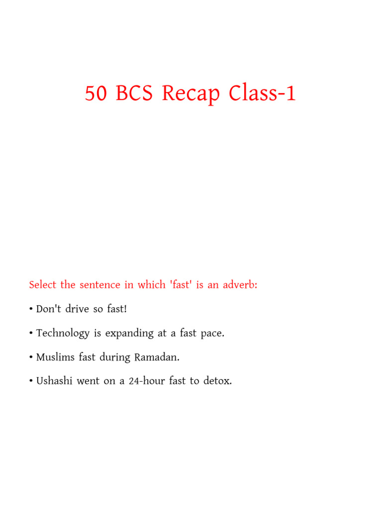 Recap Class | PDF | Verb | Adverb