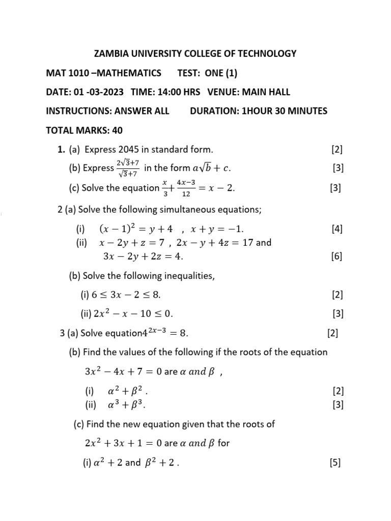 Mat 1010-Test 1 | PDF