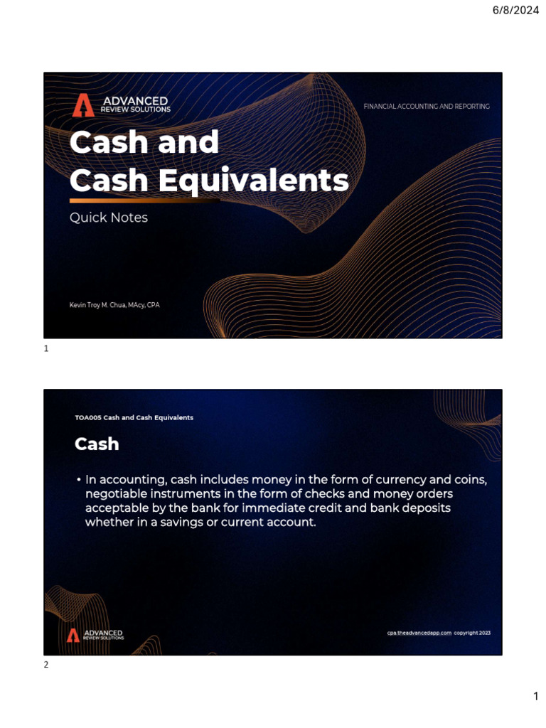 005 Cash and Cash Equivalents v2 Quicknotes | PDF | Financial ...