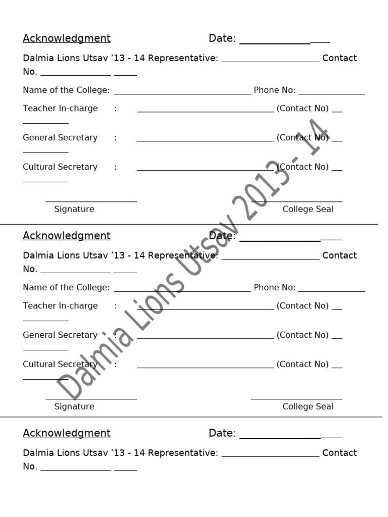 Acknowledgement Slip DLU 13 - 14 | PDF