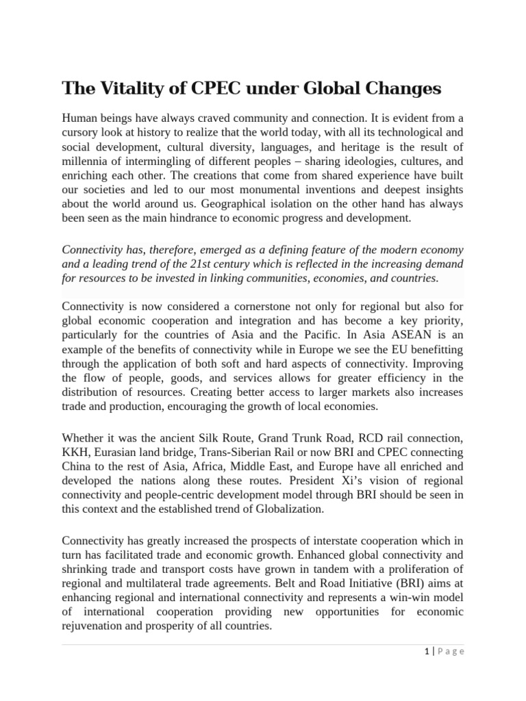 Vitality of CPEC Under Global Challenges | PDF | Pakistan | China