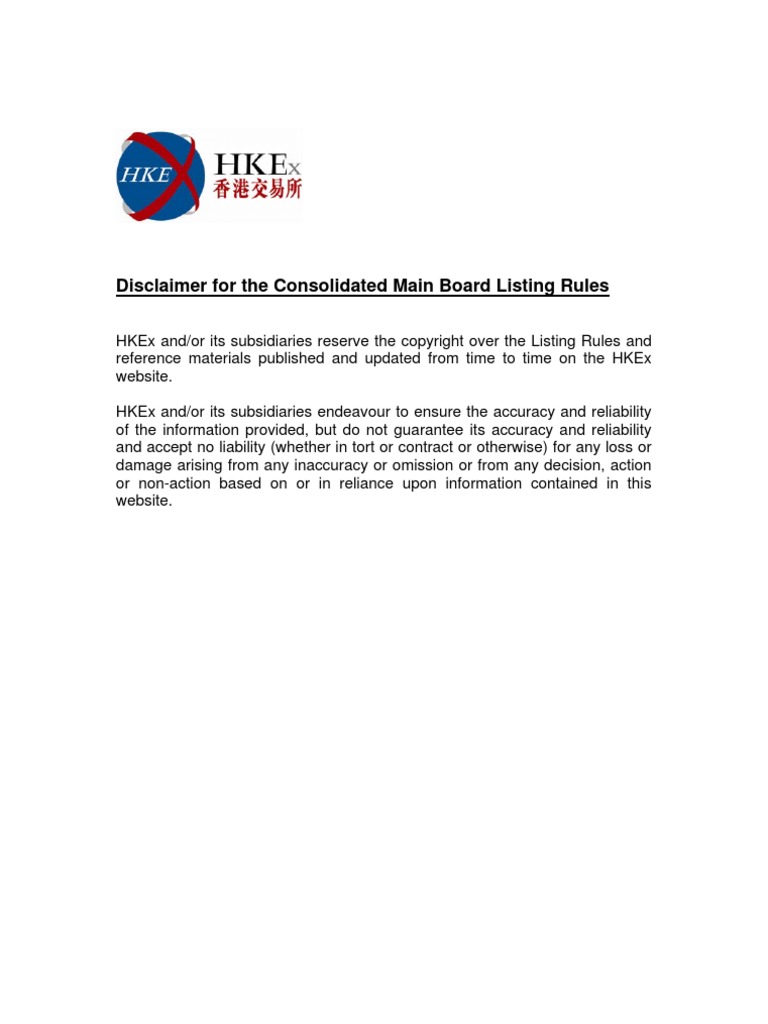 HKEX Listing Rules Securities (Finance) International Financial Reporting Standards