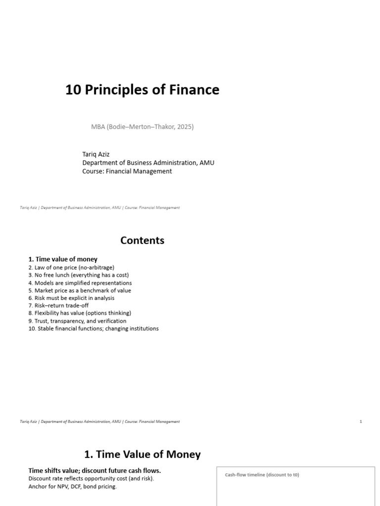 10 Principles of Finance | PDF | Option (Finance) | Discounted Cash Flow