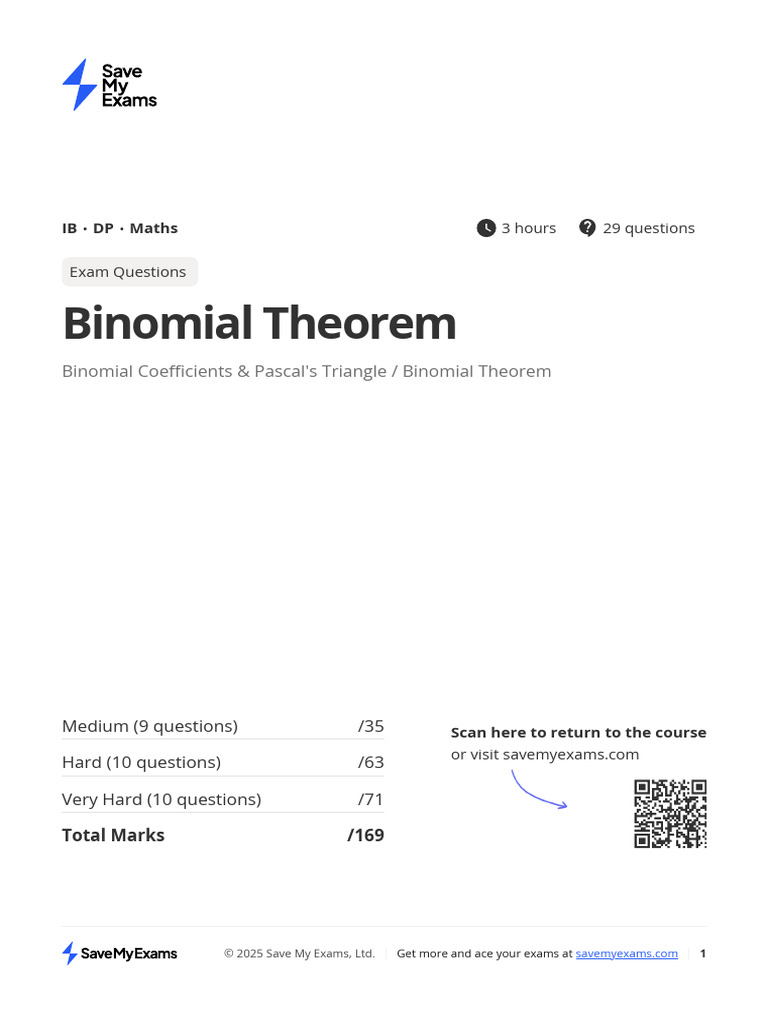 Binomial Theorem Questions | PDF | Elementary Mathematics ...