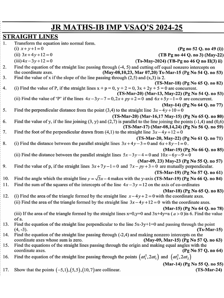 JR Maths Ib Imp Vsaq's 2024 25 | PDF