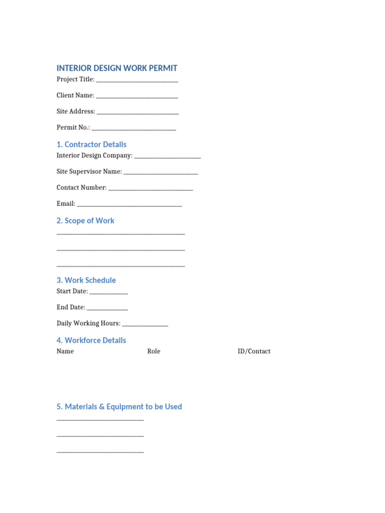 Interior Design Work Permit | PDF