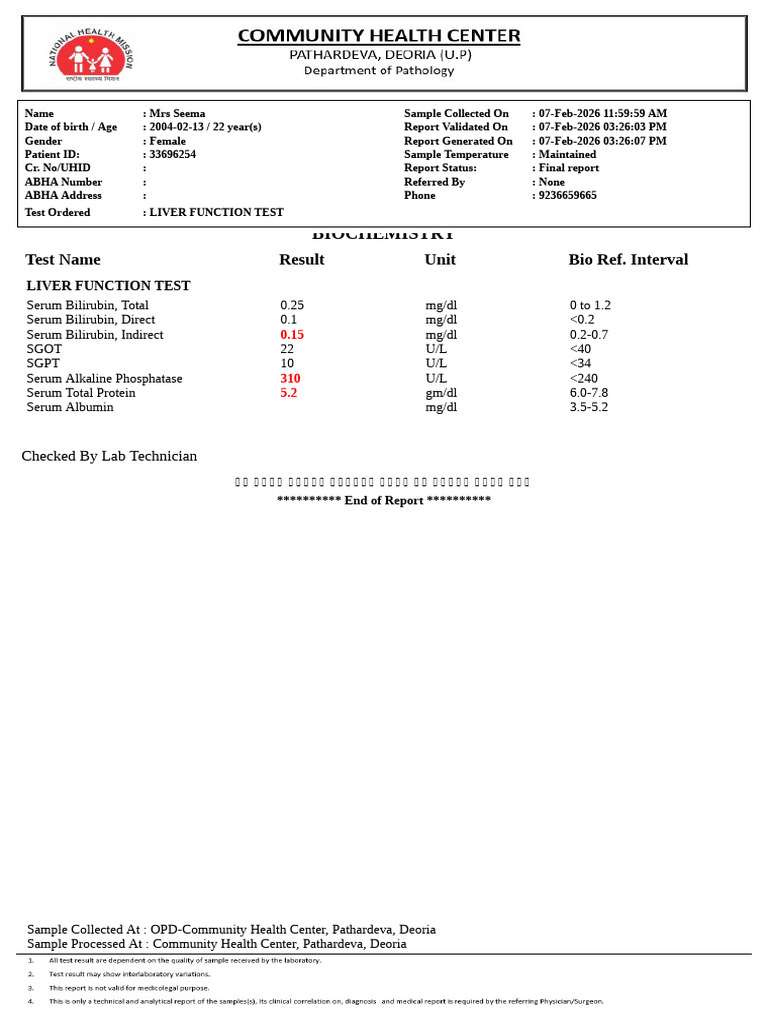 Biochemistry: Test Name Result Unit Bio Ref. Interval | PDF