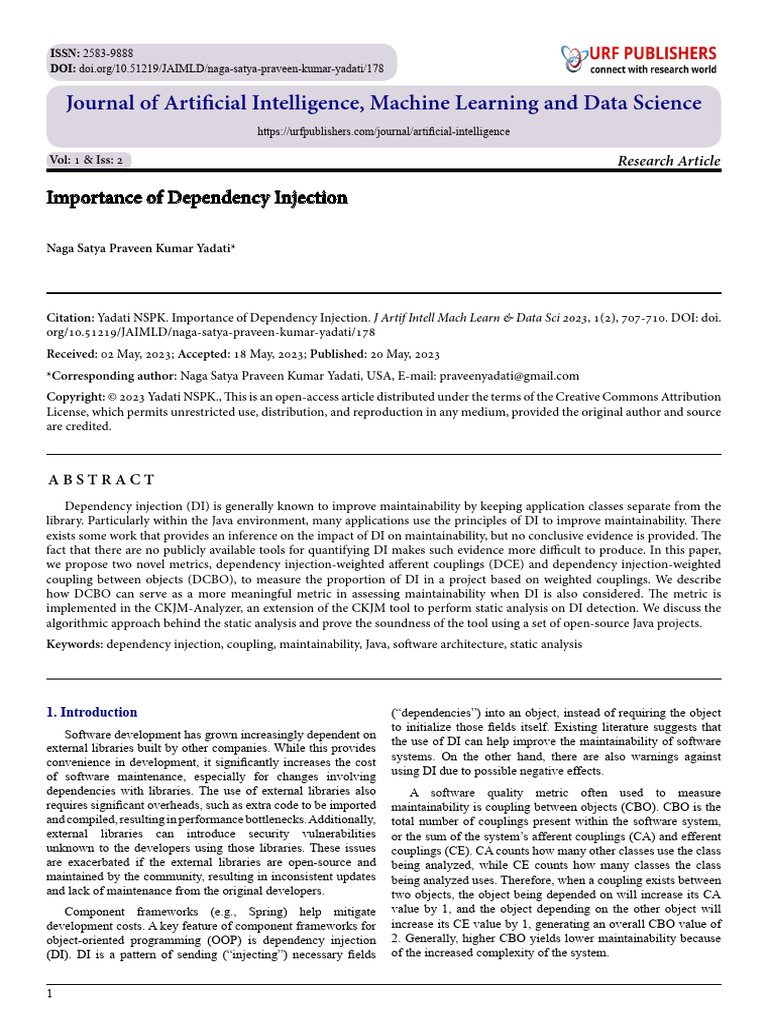 Importance of Dependency Injection | PDF | Library (Computing ...