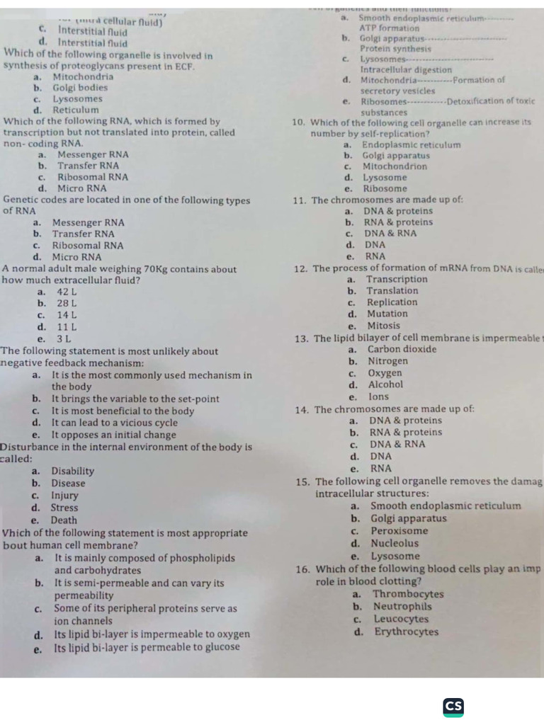 Physiology Lumhs 2024 Paper ? | PDF