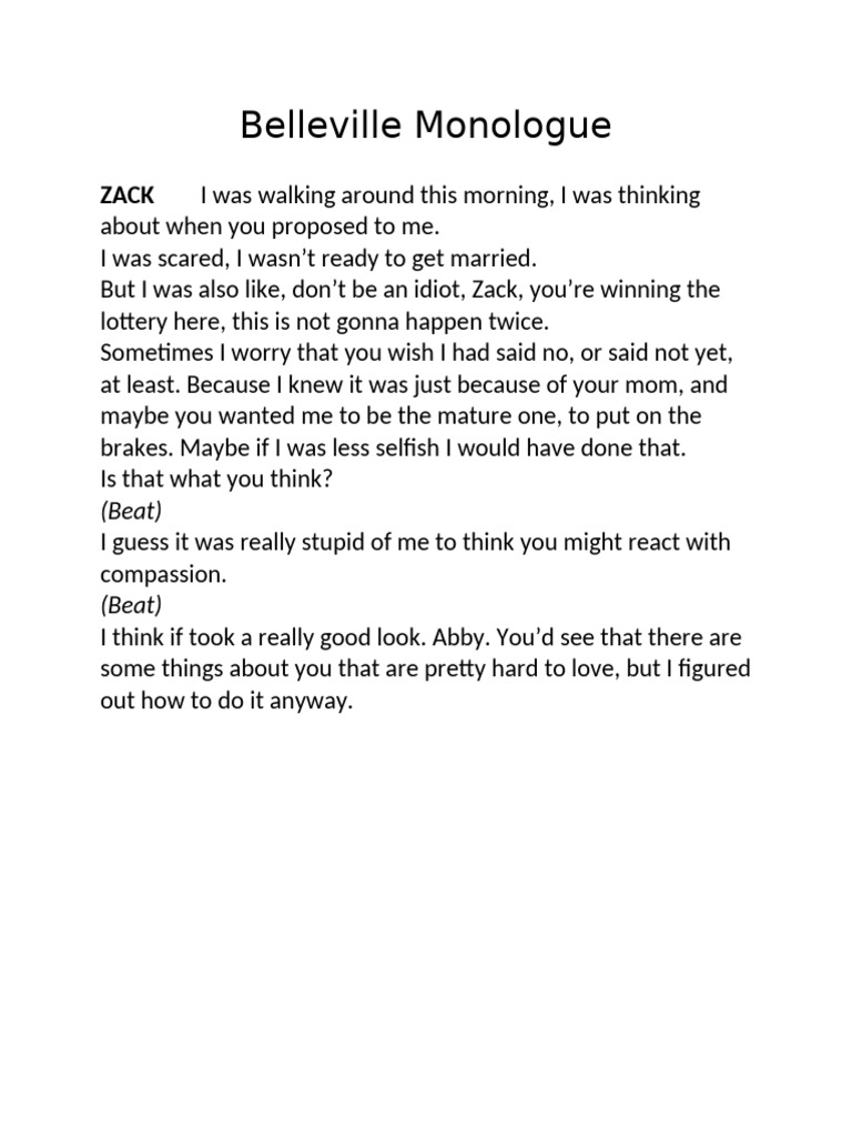 Belleville Monologue | PDF