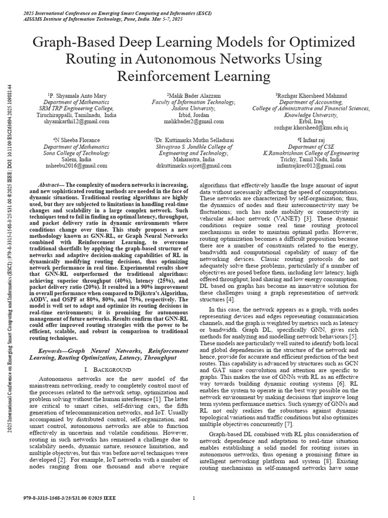 Graph-Based Deep Learning Models For Optimized Routing in Autonomous ...