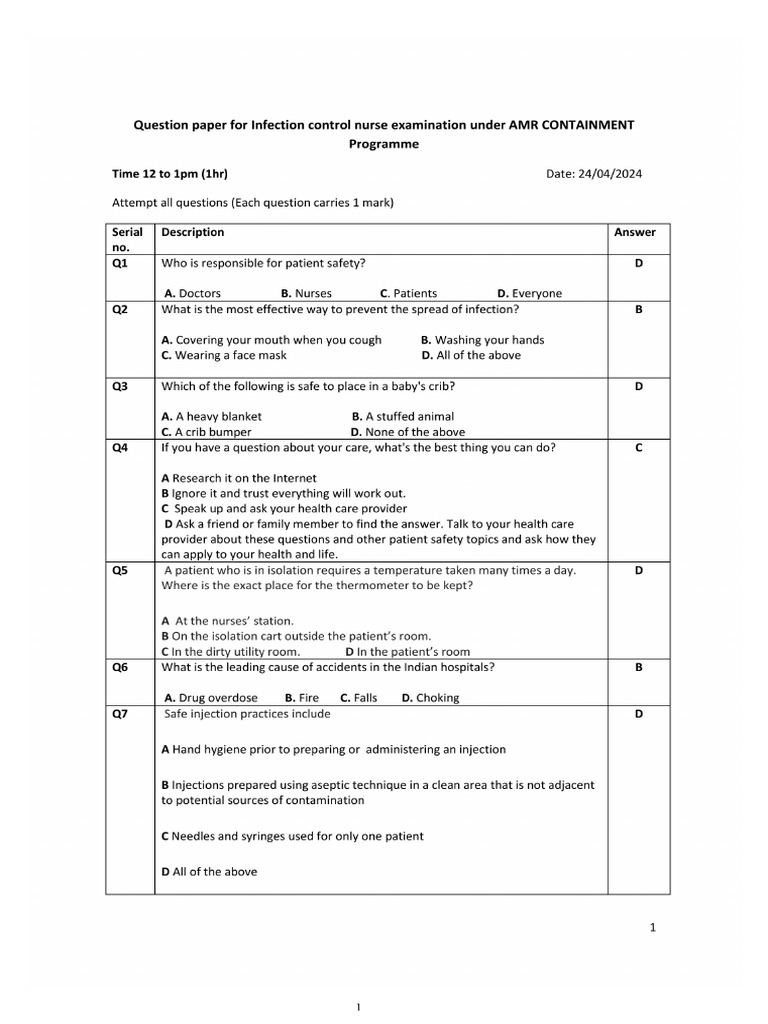 Infection Control Nurse Paper GMC | PDF
