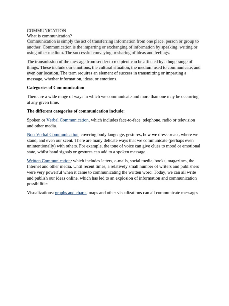 Lect Communication Main Area | PDF | Communication | Nonverbal ...