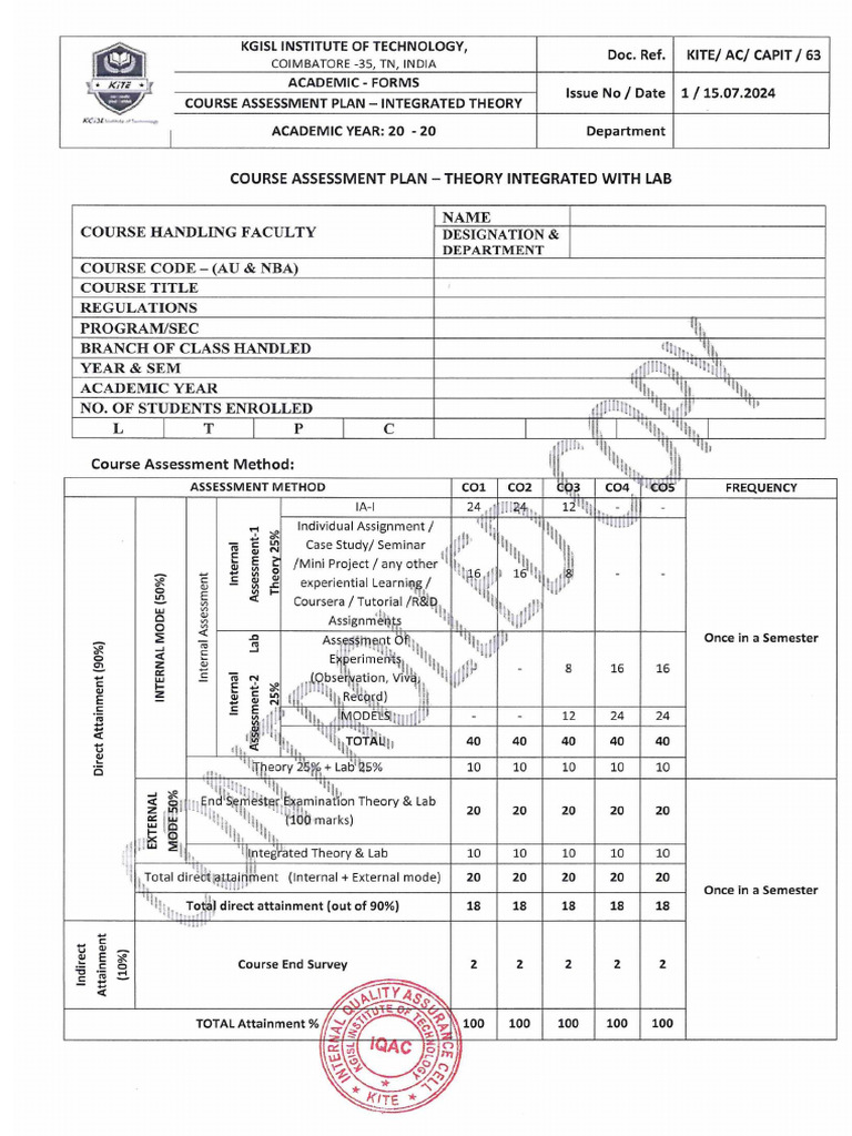 10 A. Assessment Plan - BA Theory | PDF