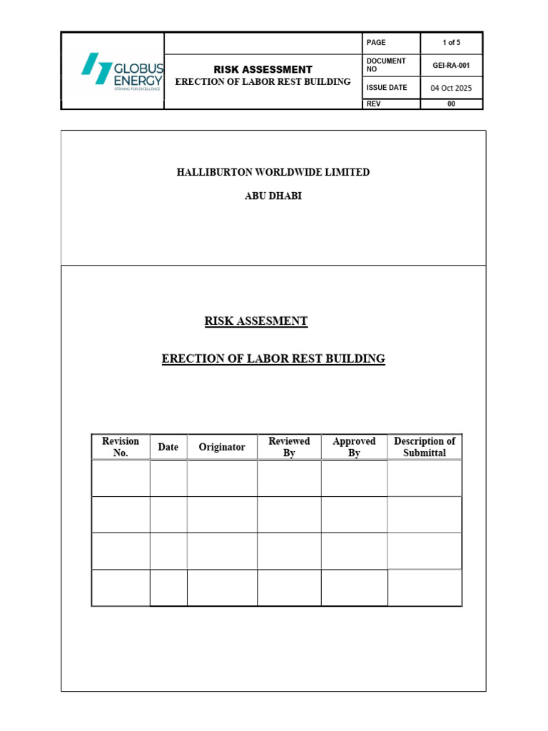 Risk Assessment For Erection Labour Rest Building | PDF | Personal ...