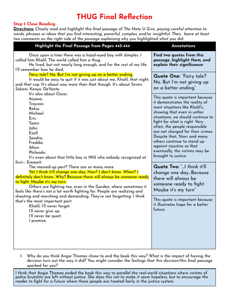Veronica Sheng - E1 - THUG Final Reflection | PDF