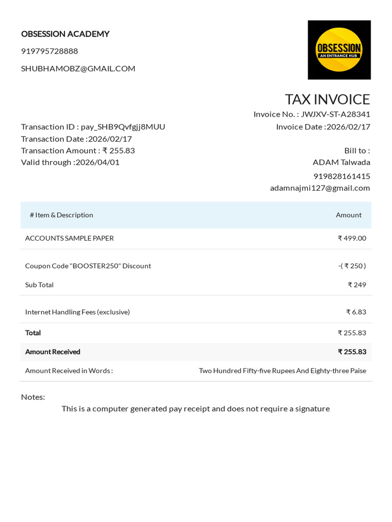 Accounts Sample Paper 1771323888909 | PDF