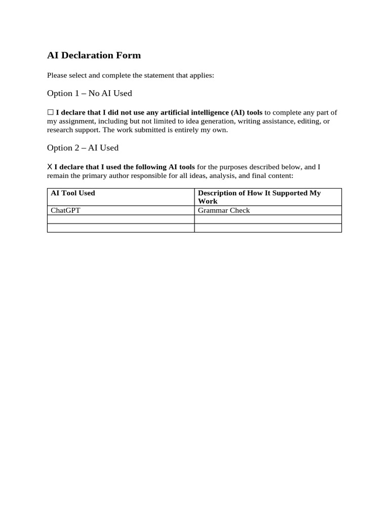 AI Use Declaration Form-1 | PDF