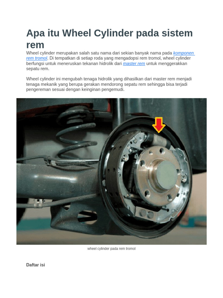 Apa Itu Wheel Cylinder Pada Sistem Rem | PDF