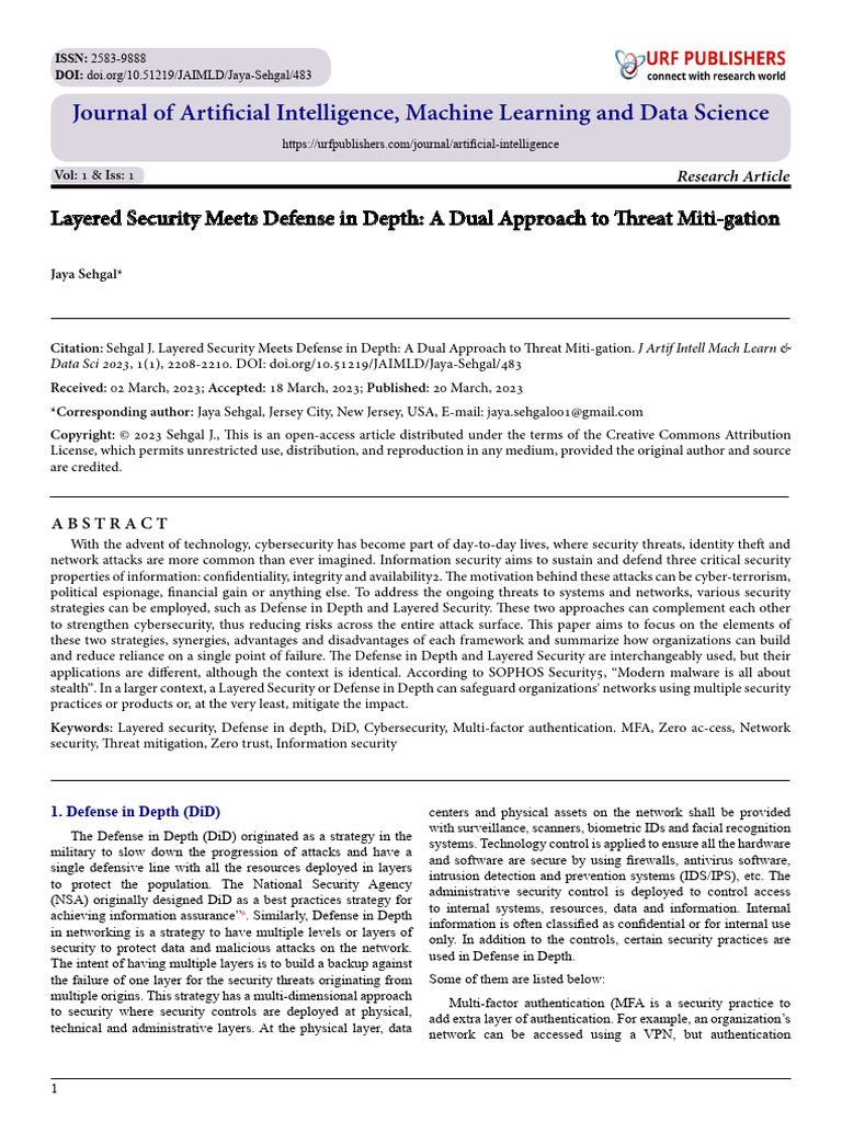 Layered Security Meets Defense in Depth: A Dual Approach To Threat Miti ...