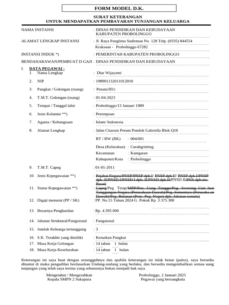 Model DK 2025 - Diar | PDF