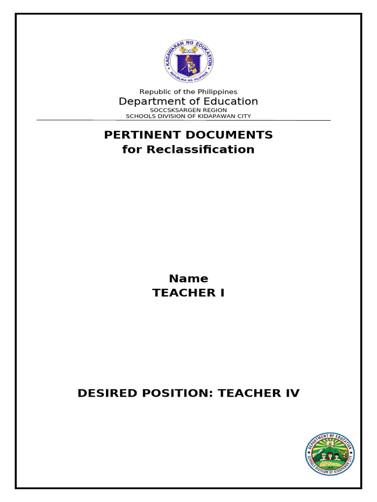 Cover Page For Reclassification | PDF