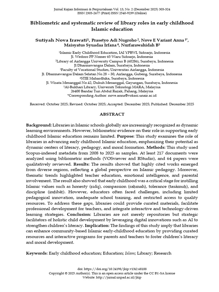 Bibliometric and Systematic Review of Library Roles in Early Childhood ...