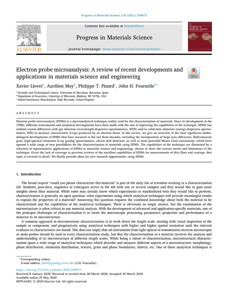 Electron Probe Microanalysis: A Review of Recent Developments and ...