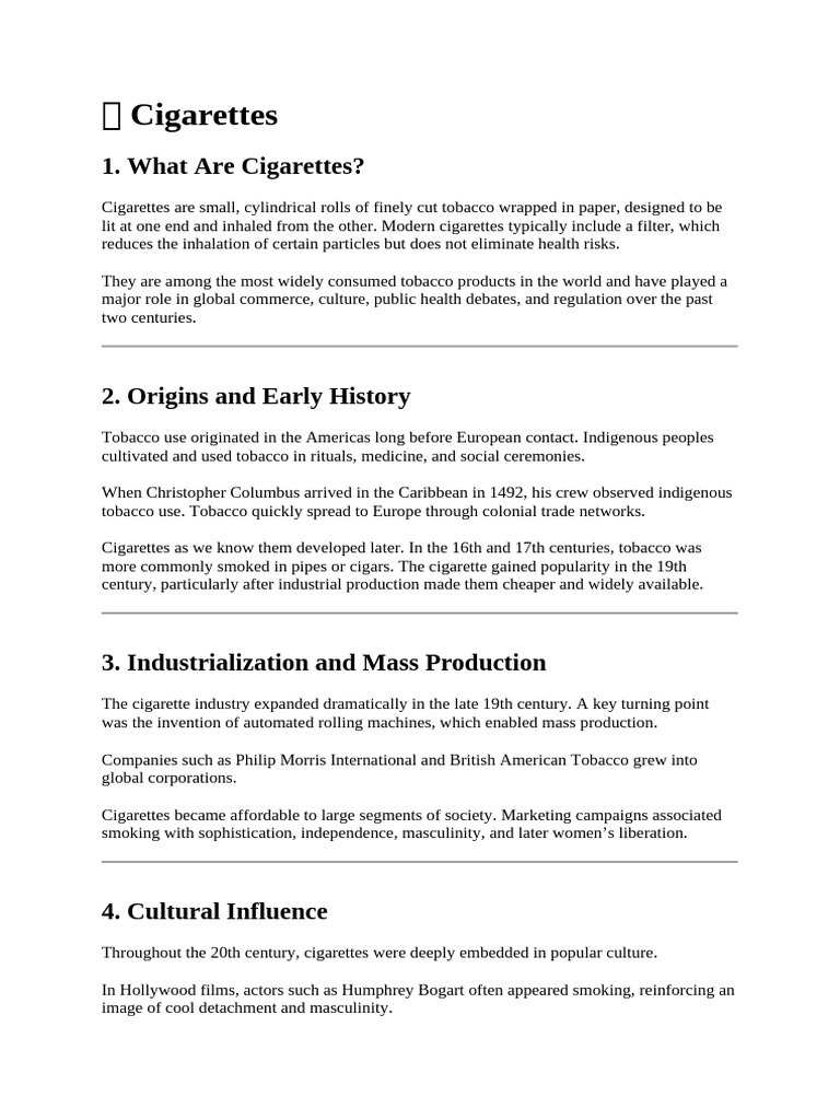 Cigarettes | PDF | Tobacco Smoking | Addiction